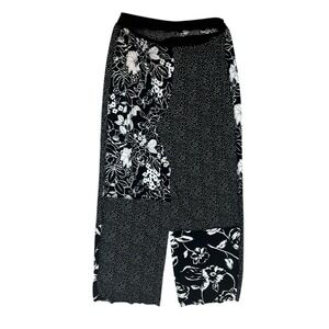 90s Y2K Chicos Black White Patchwork Gauzy Pants Sz 0 (US M) Lagenlook Artsy